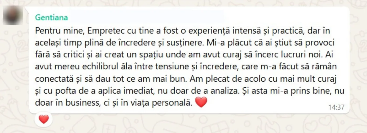 Mesajul trimis de Gentiana lui Sorin pe WhatsApp