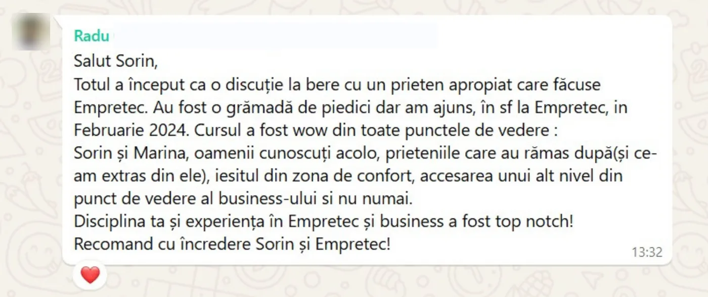 Mesajul trimis de Radu lui Sorin pe WhatsApp